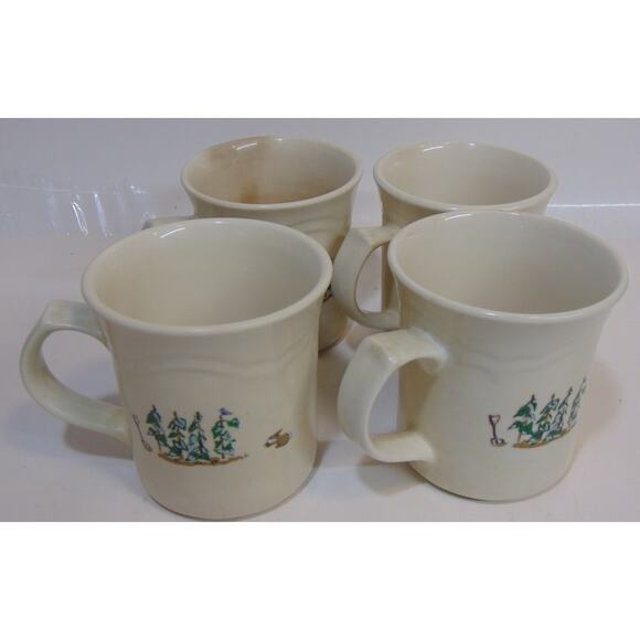 4 Pfaltzgraff Apple Valley Coffee Cup Tree Butterfly Rabbit Farmer Garden Vintag - Picture 6 of 12